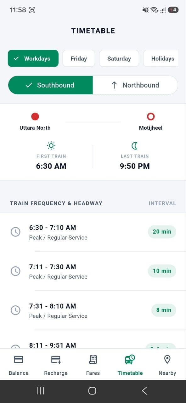 Timetable