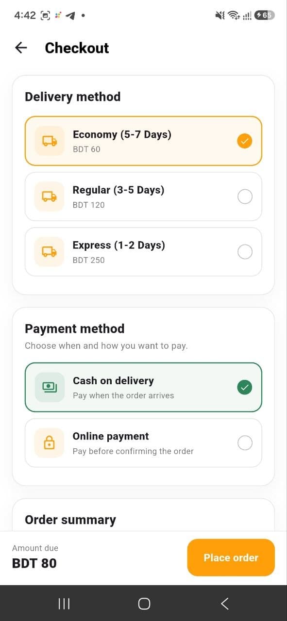 Khan Mart checkout screen